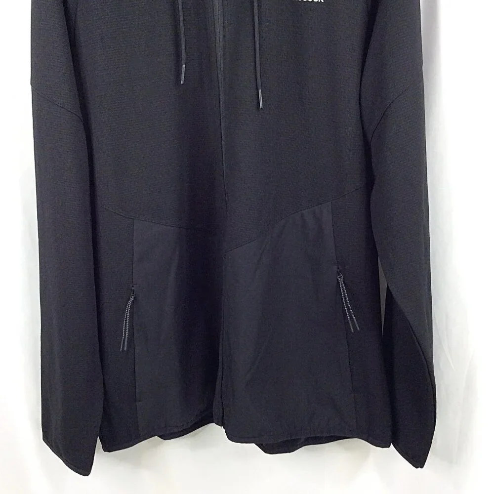 Reebok Hybrid Athletic Track Jacket Mens Size Large Black Full Zip‎ Pockets